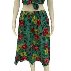 Liz Wear Vintage 80s Green Floral Skirt Petite Small